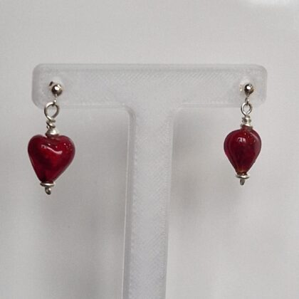 Murano Heart Sterling Silver Stud Earrings (10mm)