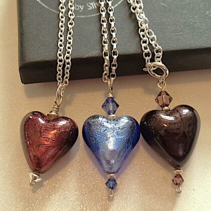 Murano Heart Pendant on Sterling Silver