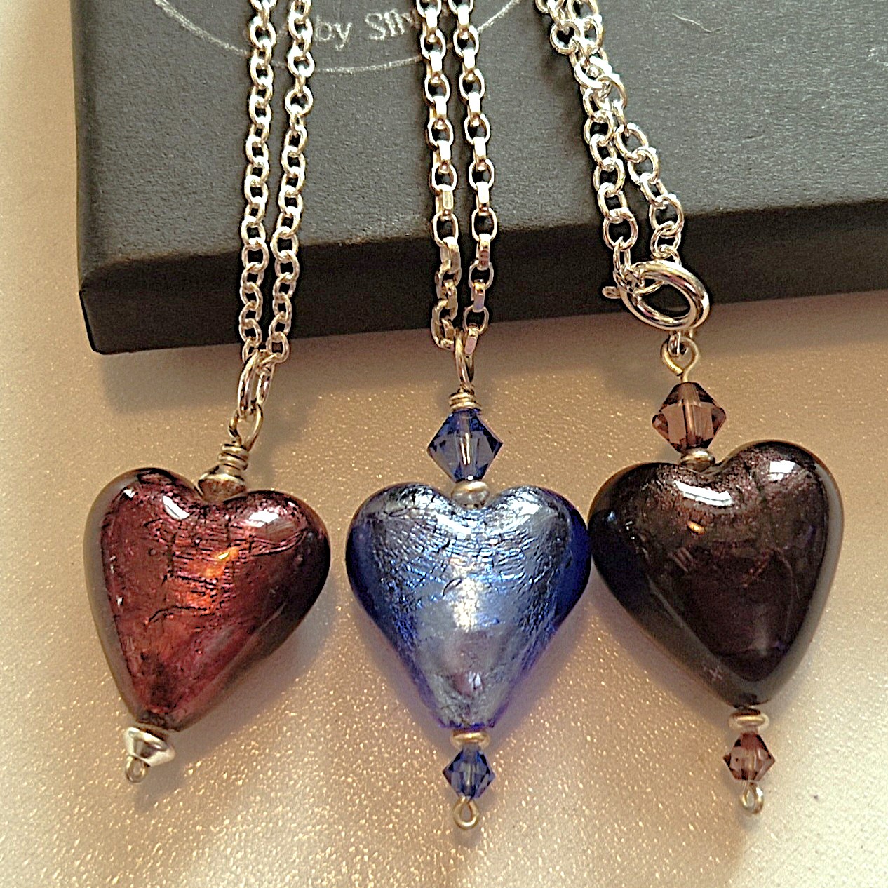 Murano Heart Pendant on Sterling Silver