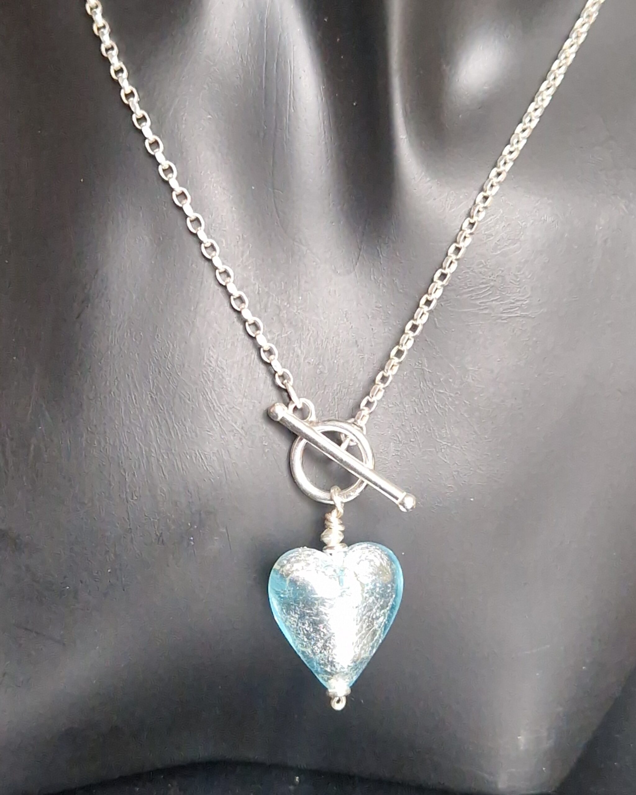 Murano Heart Sterling Silver Toggle Necklace - Image 2