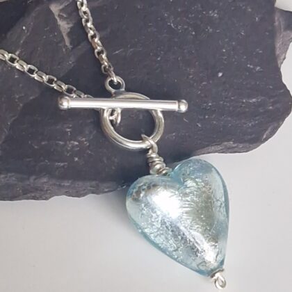 Murano Heart Sterling Silver Toggle Necklace